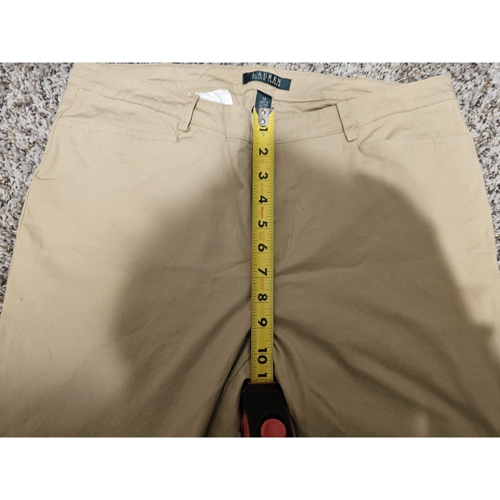 Polo Ralph Lauren Womens Sz 14 Pants Khakis Straight Leg Tan Unique Zip Detail - Picture 8 of 11